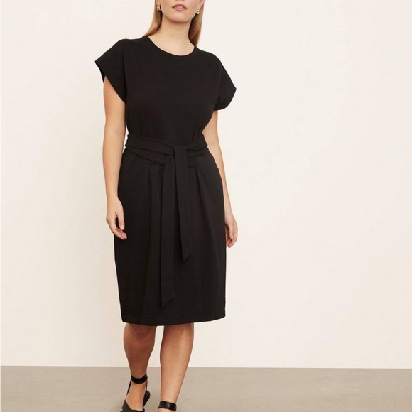 Vince Tie Waist Black Cotton T-Shirt Dress Sz M - Picture 1 of 9
